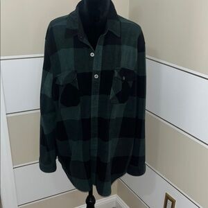 Men's Green and Black Plaid Casual Button Down Shirt